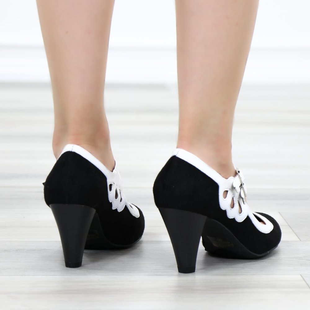 Vegan Suede Double Buckle Retro Pump - Picture 7 of 11